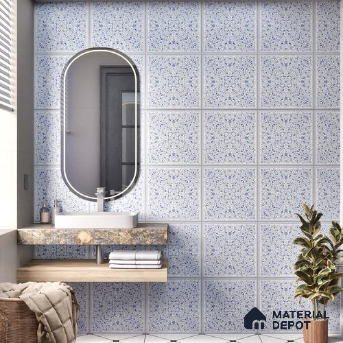 Moroccans Wall & Floor Tile TL 07247 B Azure Lace 1 ft x 1 ft Ceramic Matte Finish - 9 mm  | 2 mm Spacer is Mandatory | Suitable For Bathroom, Kitchen, Dining Area | Please Expect a Slight Variation of Pattern